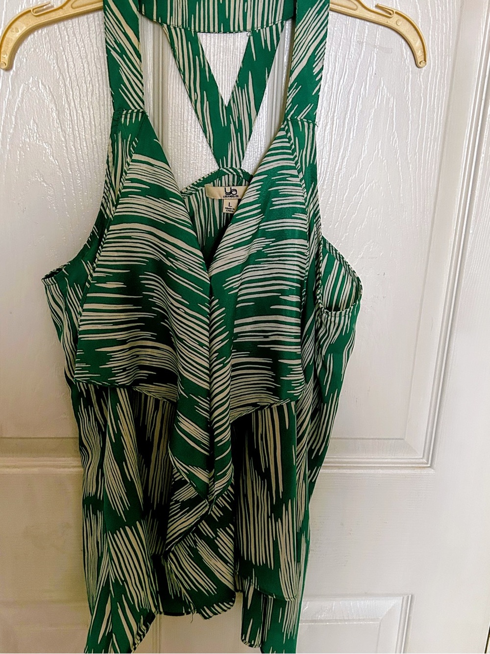 Ya Los Angeles Green and White Patterned Racerback Tank